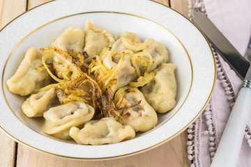 Homemade beef dumplings.
