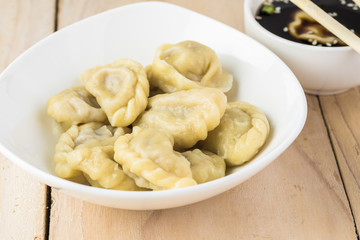 Homemade beef dumplings.