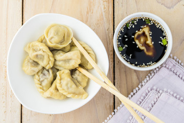 Homemade beef dumplings.