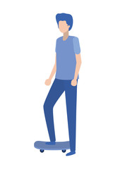 young man practicing skateboard character 