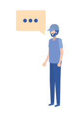 young man with dialog bubble avatar character