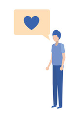 young man with dialog bubble avatar character