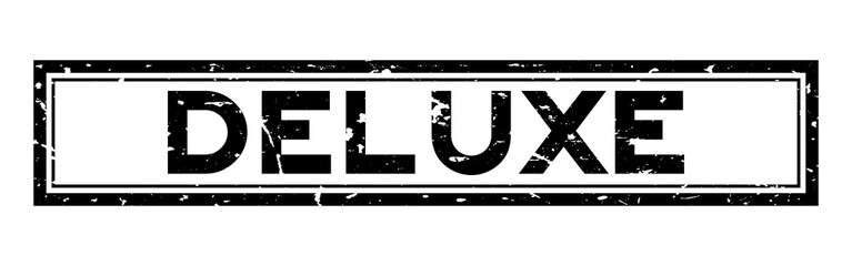 Grunge black deluxe word square rubber seal stamp on white background