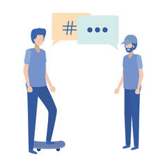 young men with dialog bubble avatar character