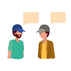 young men with dialog bubble avatar character