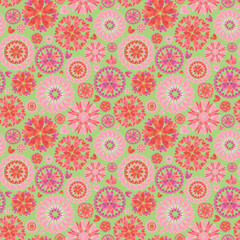 Valentine Day, Wedding, and Romantic Event Seamless Pattern. Watercolor Heart Flowers Rapport for Gift Wrap. Background, Print, Wallpaper, and Textile.