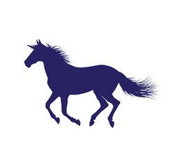 Fototapeta na wymiar unicorn horse silhouette with detailed hair vector illustration design in white background