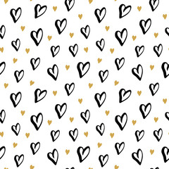 Heart symbol seamless pattern vector illustration. Hand drawn sketch doodle background. Saint Valentains Day or womens day background