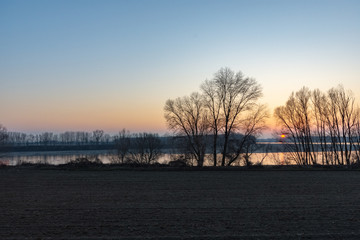 Sunset on Po river