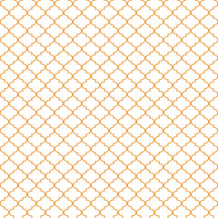 Naklejka premium Quatrefoil Seamless Pattern - Minimalist orange and white quatrefoil or trellis design