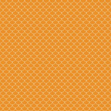 Fish Scales Seamless Pattern - Orange and white fish scales or scallops design