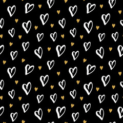 Heart symbol seamless pattern vector illustration. Hand drawn sketch doodle background. Saint Valentains Day or womens day background