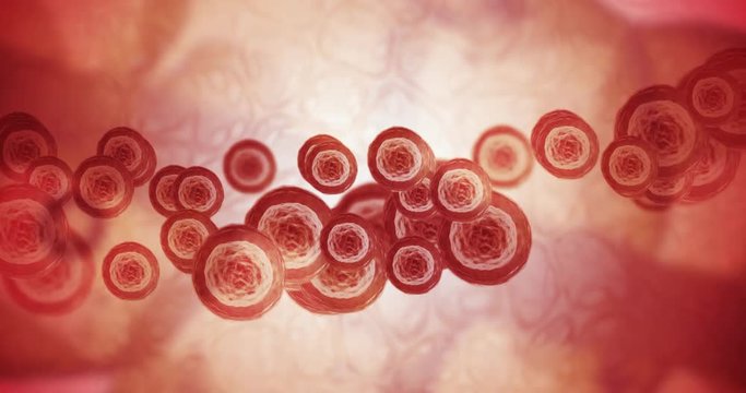 Blood Cells starting to clump together and clot in a bloodstream