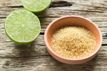 brown sugar and lemon on the table