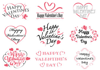 バレンタインデーのロゴセット