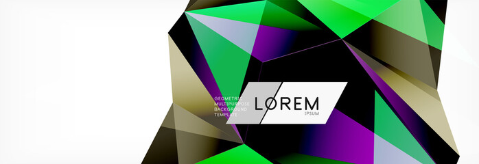 Triangle 3d polygonal art style. Future geometric design. Vector geometry futuristic illustration