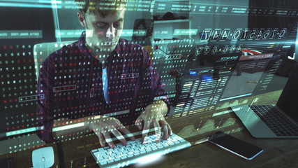 A programer hacker trying to breached the computer security by using algorithm source code to...