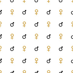 Mars and Venus seamless pattern vector illustration. Hand drawn sketched doodle gender background