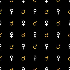 Mars and Venus seamless pattern vector illustration. Hand drawn sketched doodle gender background