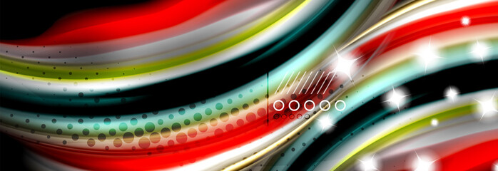 Rainbow color fluid wave lines flow poster. Wave Liquid shapes design