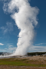Eruption of Old Faithful geyser at Yellowstone National Park USA