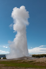 Eruption of Old Faithful geyser at Yellowstone National Park USA