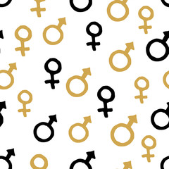 Mars and Venus seamless pattern vector illustration. Hand drawn sketched doodle gender background
