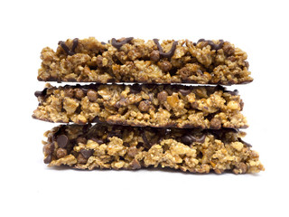 cereal bars with cashew on white background