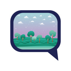 speech bubble with landscape view isolated icon
