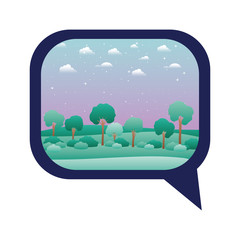 speech bubble with landscape view isolated icon