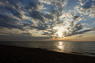 Sunset over lake Baikal