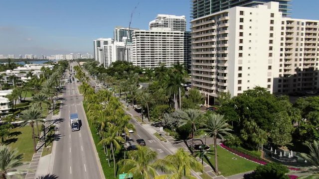 Aerial of buildings and sights on the Bal Harbour Beachfront and surrounding area.