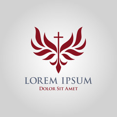 Cross icon with stylized wings - church sign