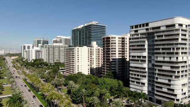 Aerial of buildings and sights on the Bal Harbour Beachfront and surrounding area.