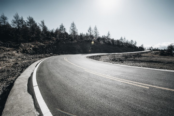 Snow mountain road in ali region, Tibet