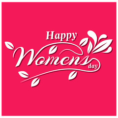 Happy Women's Day greeting card template with hand lettering text design.