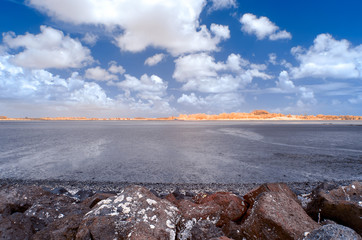 Infrared image of a water inlet at low time revealing marshy ground