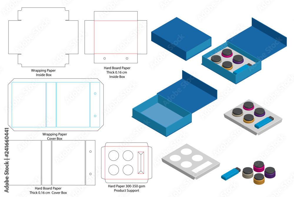 Canvas Prints box packaging die cut template design. 3d mock-up