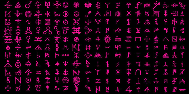 Screen with the code of alternative fiction, sci-fi alien computer symbols. Artificial intelligence language or Quantum computers. Non binary. Vector.