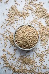 Lentils on concrete background.
