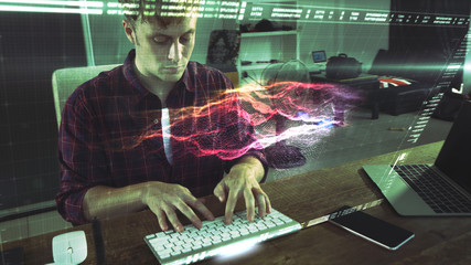 A programer hacker trying to breached the computer security by using algorithm source code to...