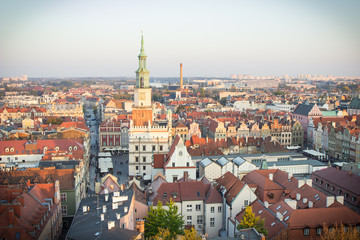 Naklejka na ściany i meble Poznan, Poland - October 12, 2018: View on town hall and other buildings in polish city Poznan