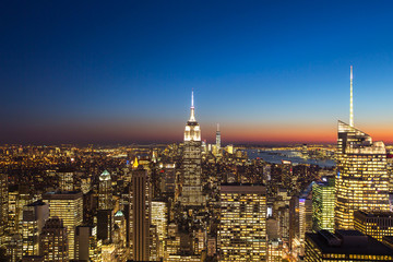 Fototapeta na wymiar Sunset light of life has started from New York City, USA