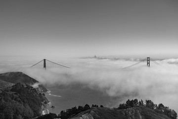 Golden Gate Bridge and fog, San Francisco, California, USA 