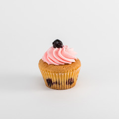 chocolate cupcake on white background, isolated