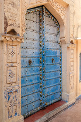 Jodhpur, India. Close up view of old wooden door.