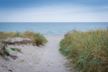 Fototapeta na wymiar Strand an der Ostsee an einem Tag mit Wolken