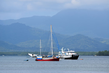 Ships docked in the bay. Palawan Island