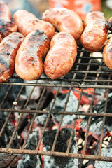 sausages on grill