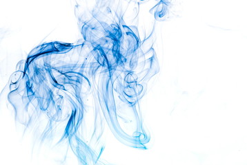 Blue smoke on white background